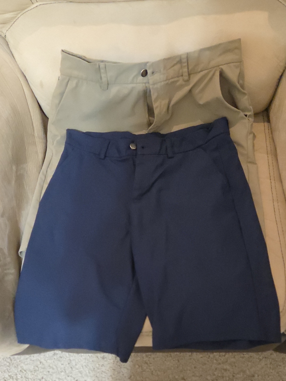Men's Flat Front Shorts in Navy and Khaki